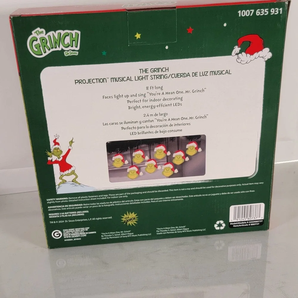 The Mr. Grinch Projection Christmas Musical String Lights Song You're A Mean One